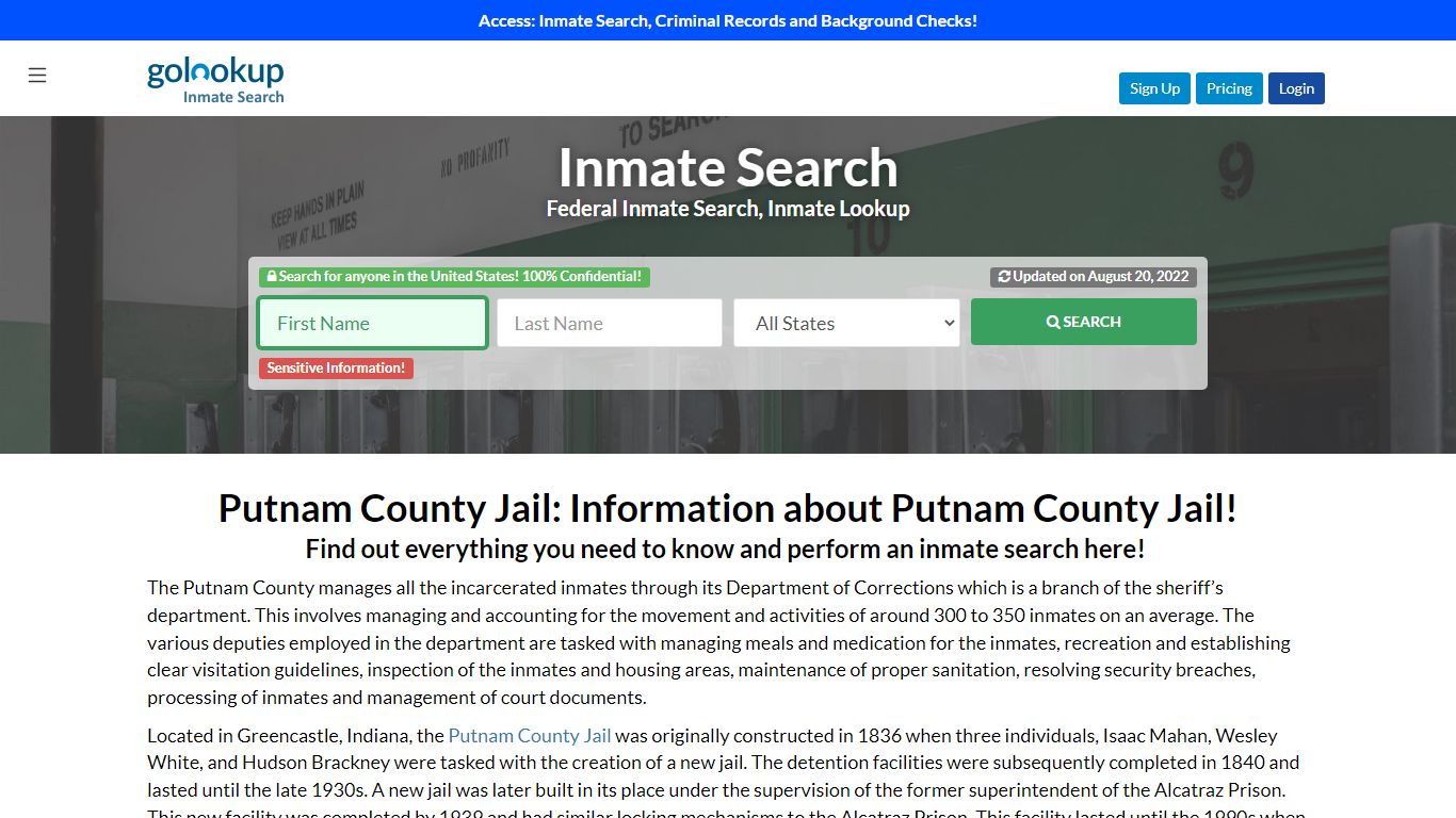 Putnam County Jail Log, Putnam County Jail - GoLookUp