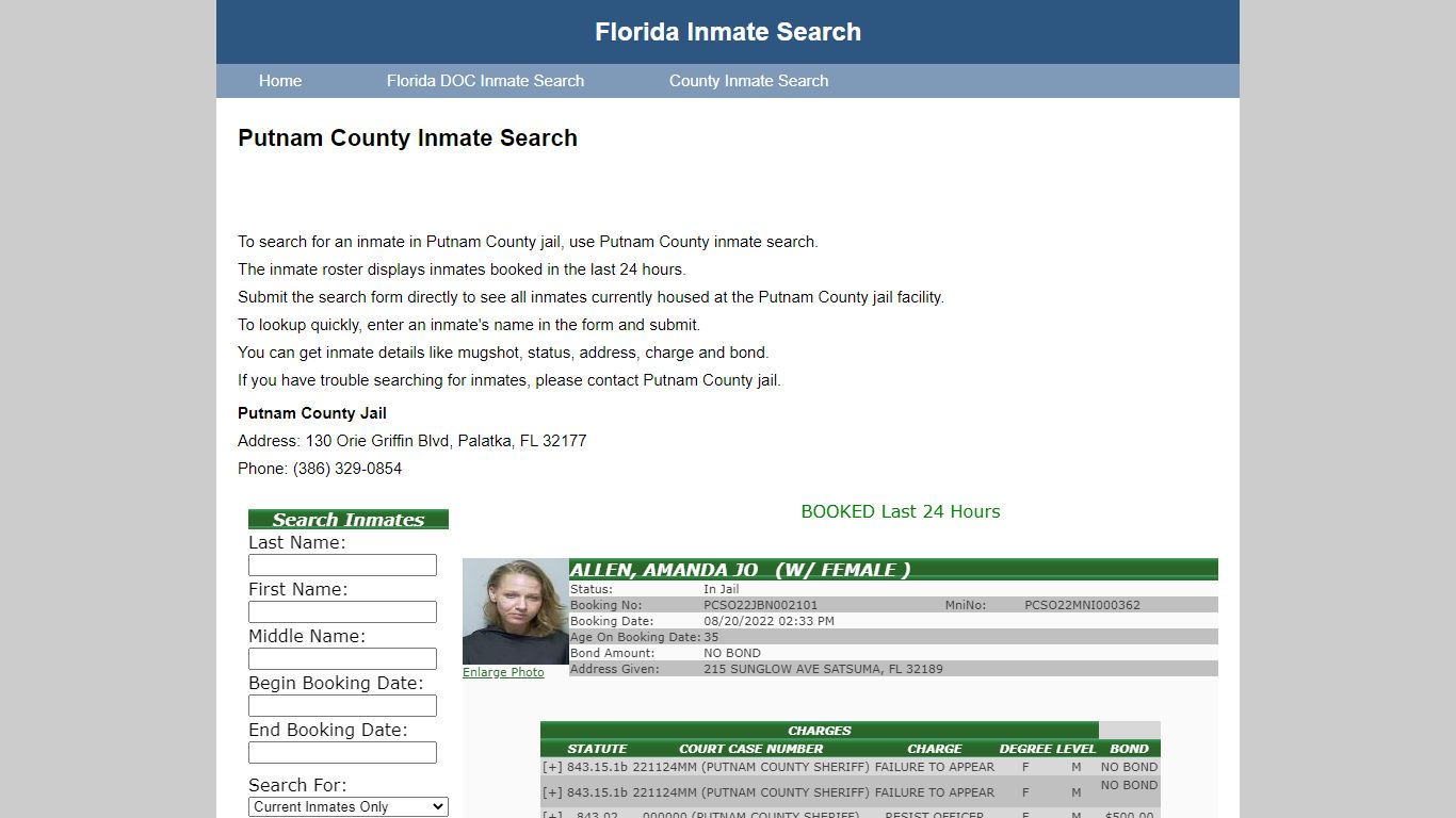 Putnam County Inmate Search